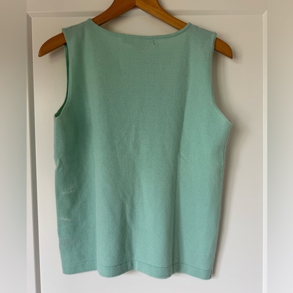 Vintage Linda Allard Ellen Tracy Mint Green Sleeveless Cashmere Shell / Lg - Picture 6 of 8